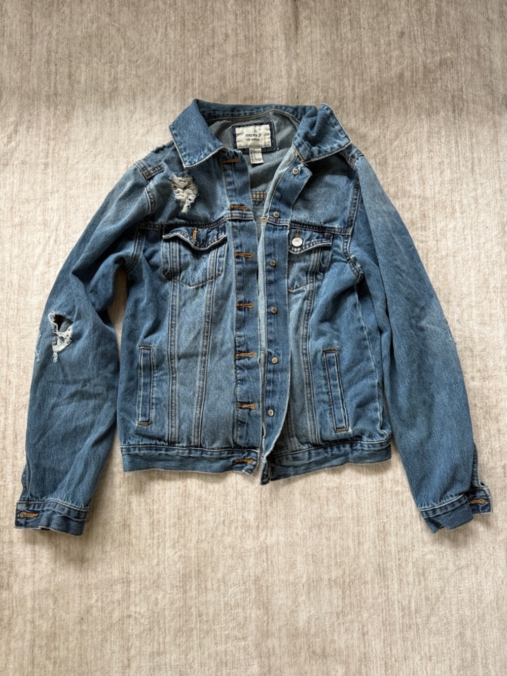 Forever 21 Distressed Denim Jacket ** Bundle 5+ items and name your offer!!! 💖💞